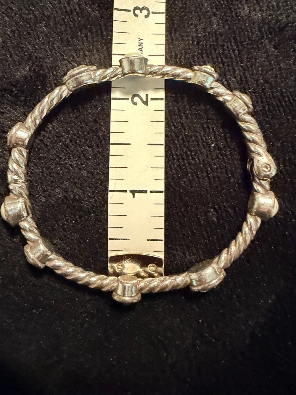 Brighton Monte Carlo Crystal Pearl Silver Hinged Bangle Bracelet